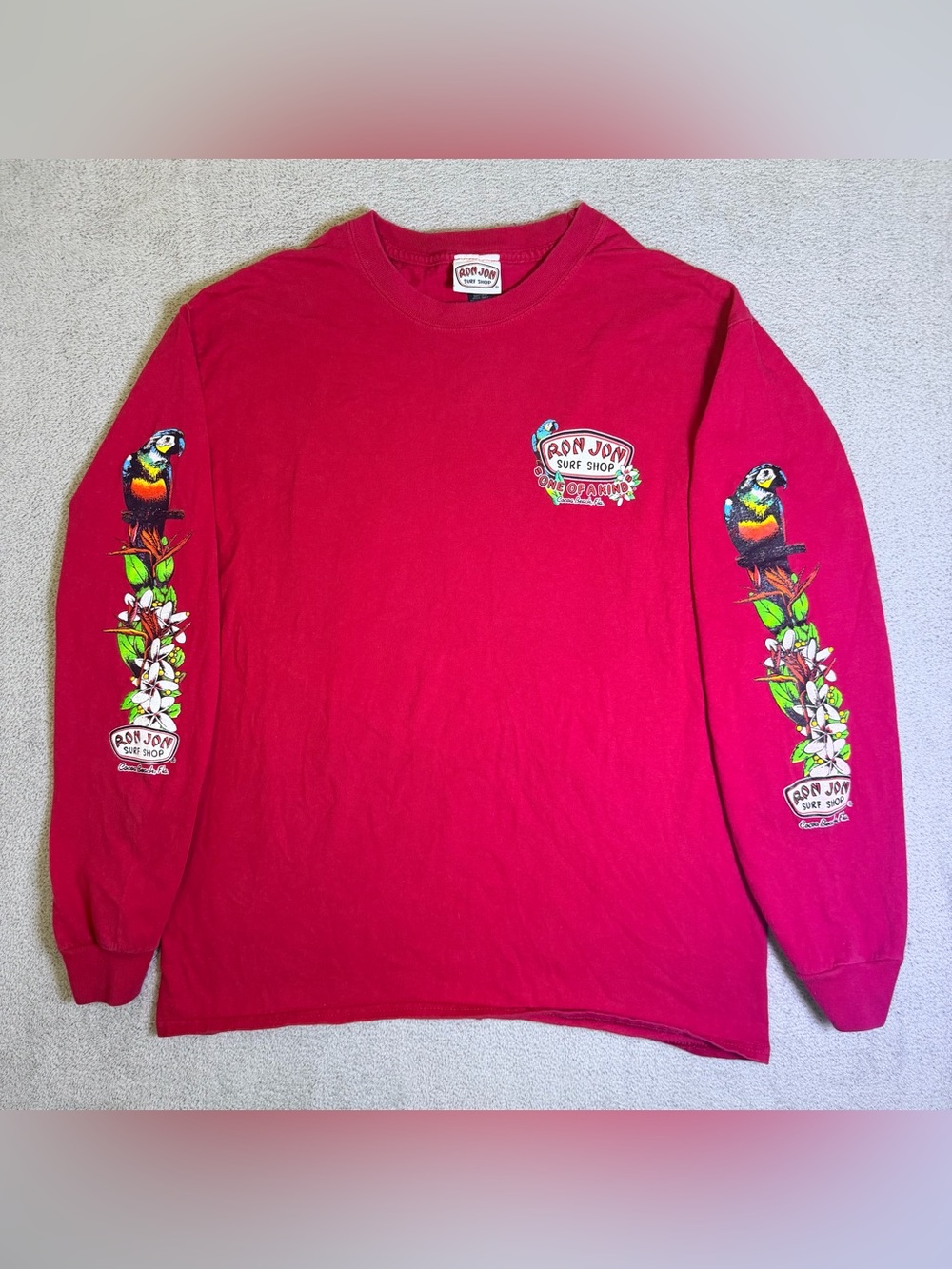 Ron Jon Surf Shop Cocoa Beach FL Shirt Mens L Long Sleeve Tropical Graphic Print